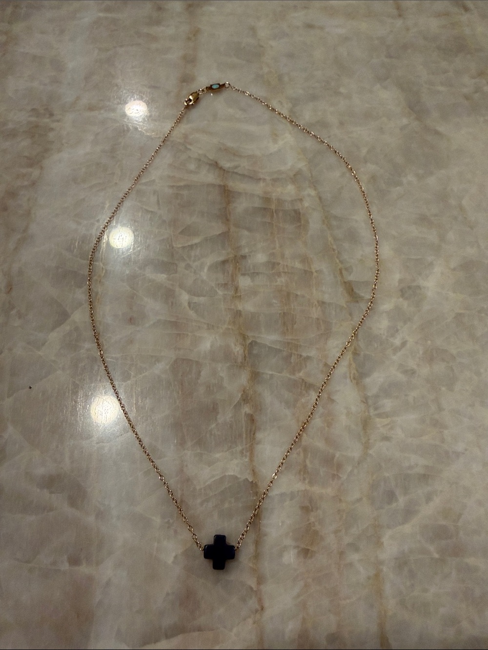 enewton Gold Chain Necklace with Black Cross Pendant - Women Jewelry
